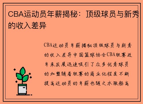 CBA运动员年薪揭秘：顶级球员与新秀的收入差异